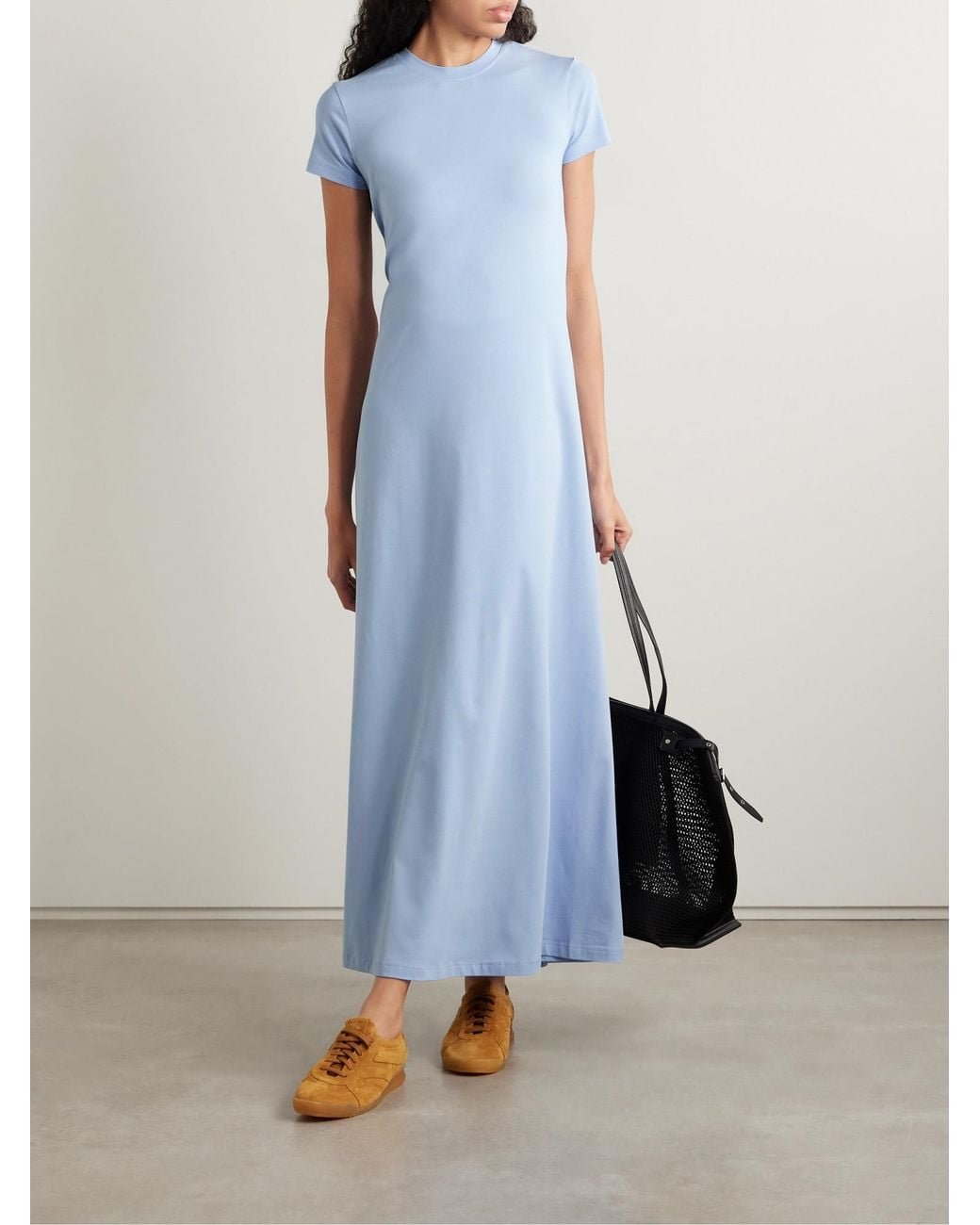 Proenza Schouler Blue Gathered Jersey Midi Dress