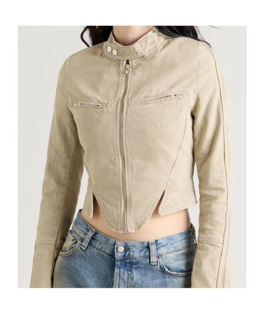 KNWLS Natural Stand-Collar Cropped Jacket