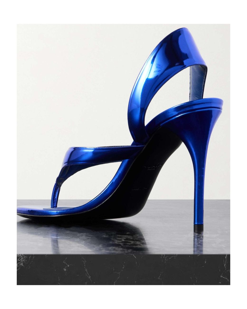 Alaïa Blue Tong 90 Mirrored-Leather Sandals