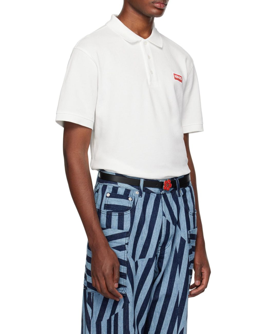 KENZO White Logo Embroidered Short-Sleeved Polo Shirt for men