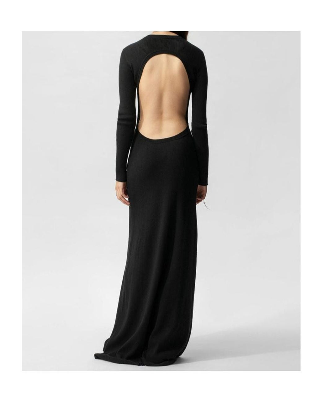Ann Demeulemeester Black Eva Open-Back Ribbed Maxi Dress