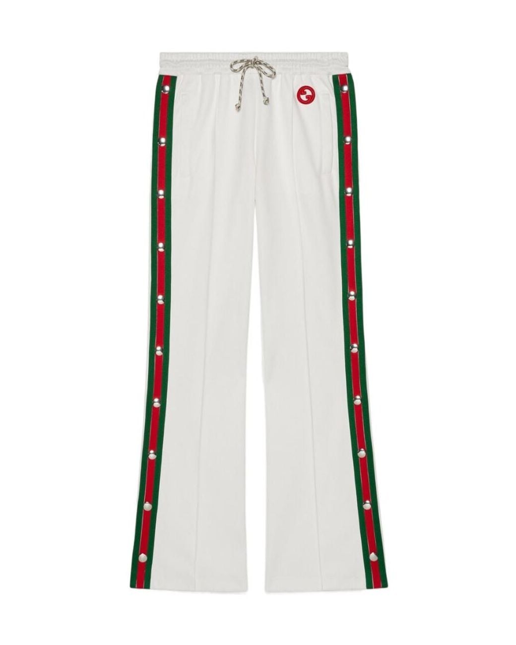 Gucci White Web-Stripe Press-Stud Track Pants