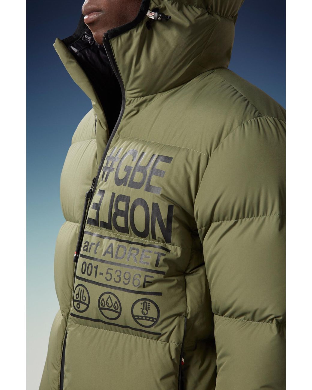 Moncler Green Grenoble Adret Logo Printed Padded Jacket for men
