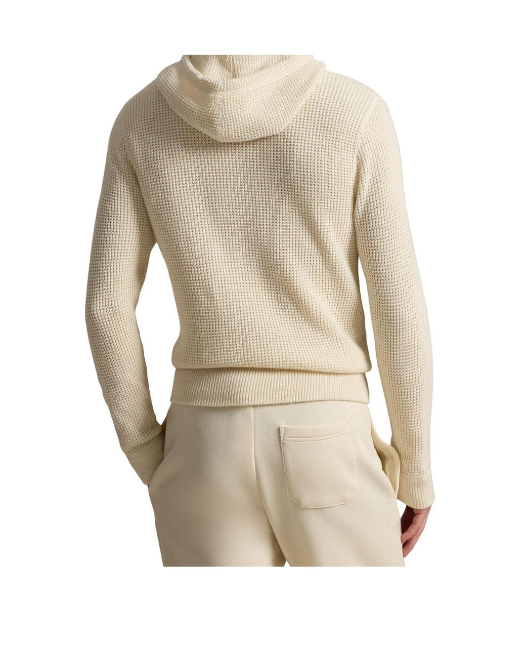 Polo Ralph Lauren White Overhead Cotton Wool Knitted Hoodie for men