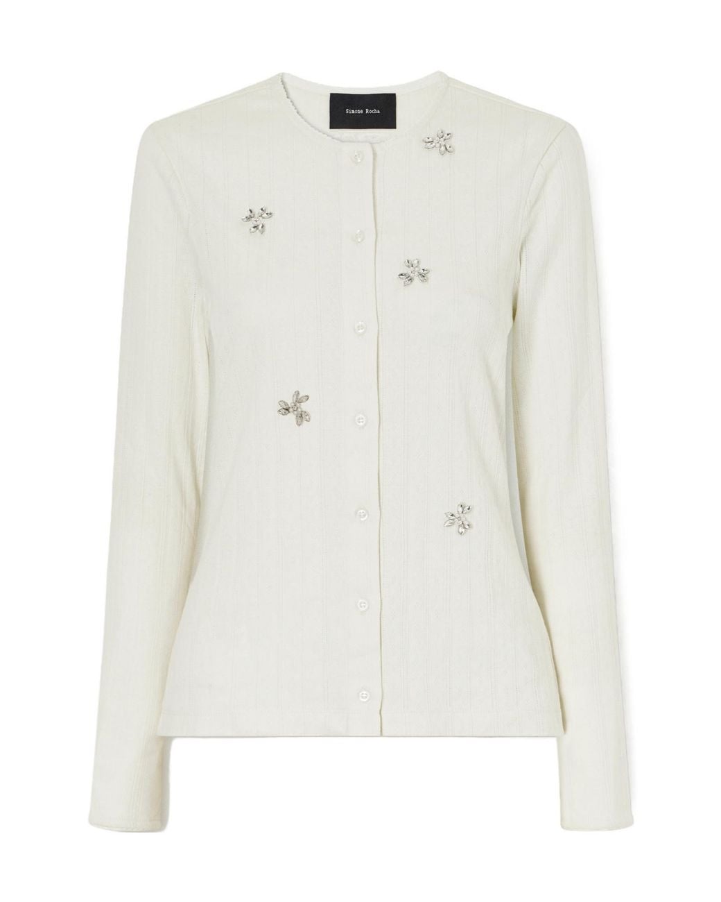 Simone Rocha White Embellished Cotton Cardigan
