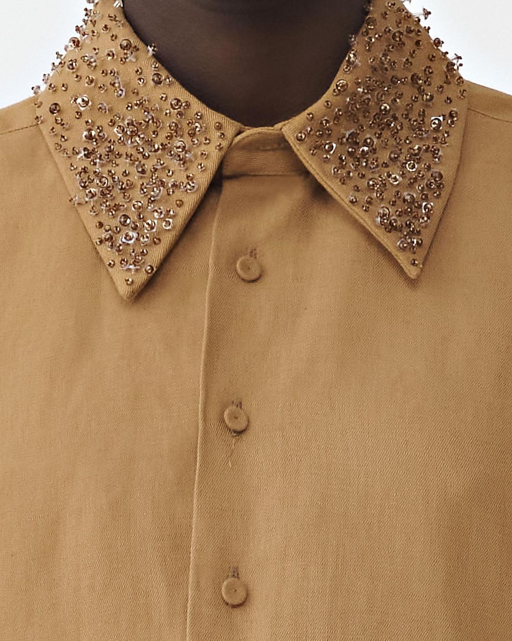Fabiana Filippi Brown Beaded Twill Shirt