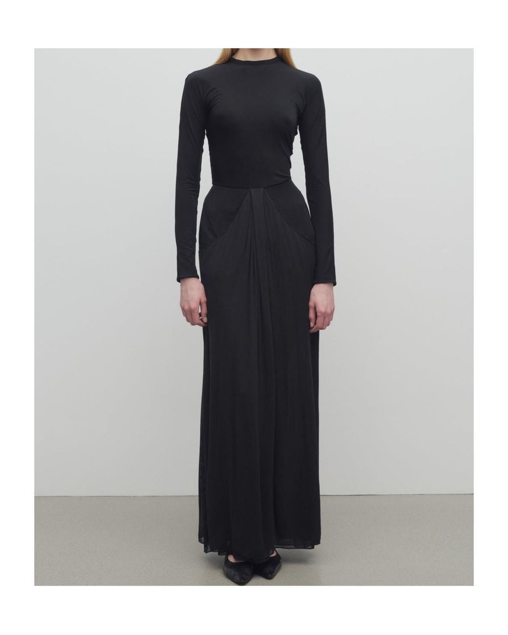 The Row Black Draped-Detail Maxi Dress