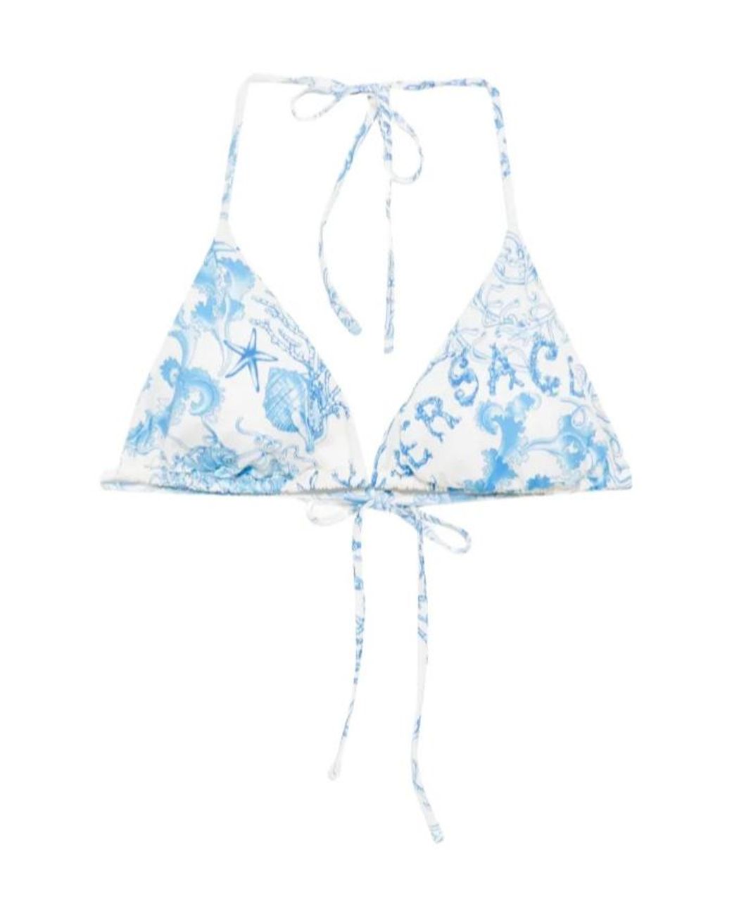 Versace Blue Graphic-Print Bikini Top