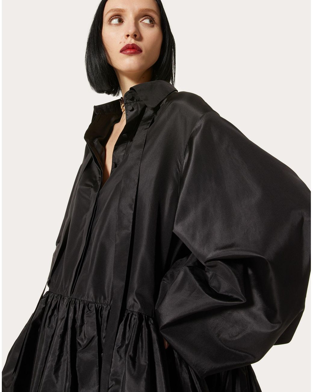 Valentino Black Long-Sleeved Mini Shirt Dress