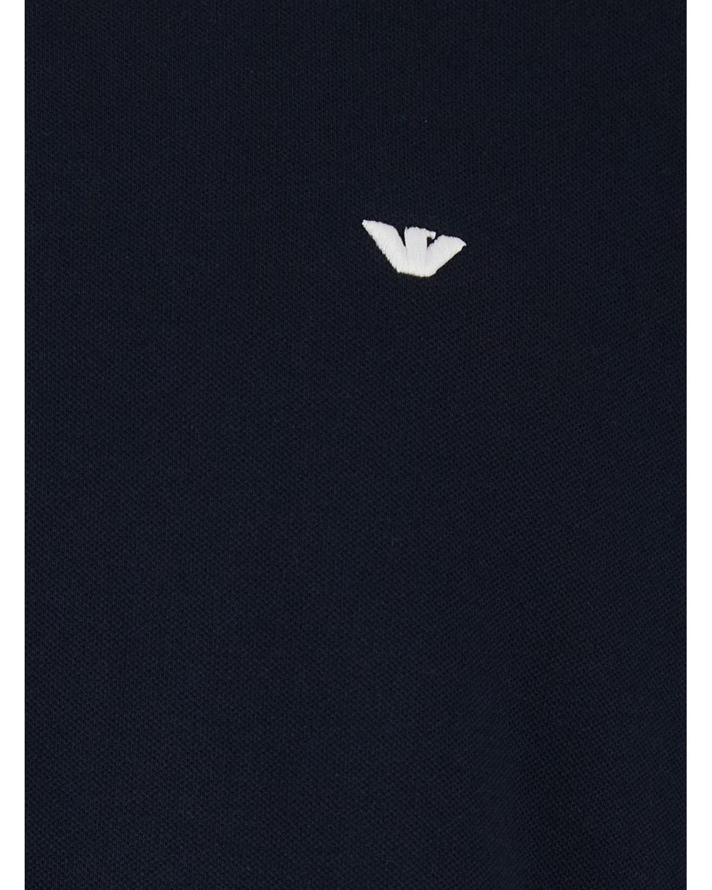 Emporio Armani Blue Logo Long-Sleeve Polo Shirt for men