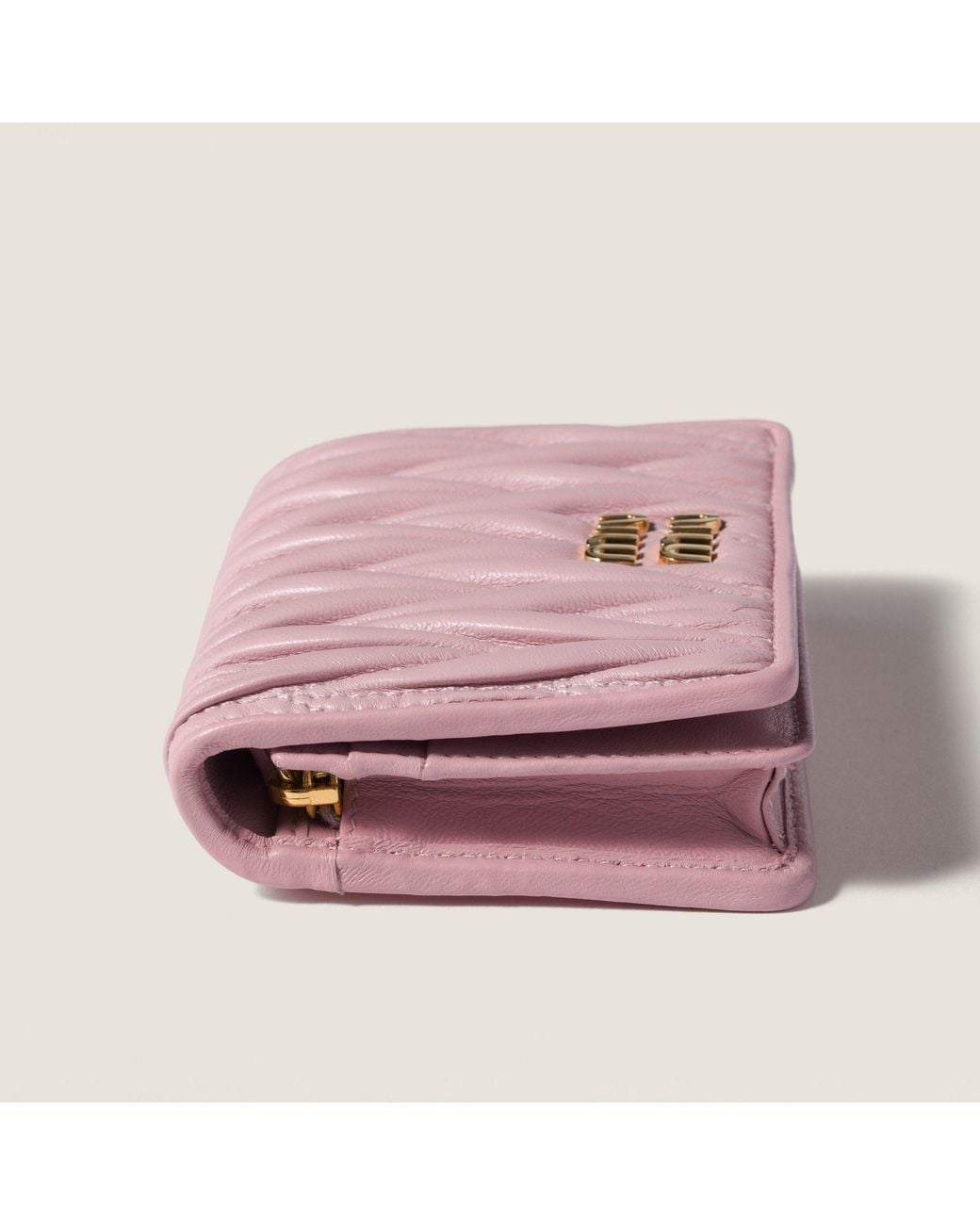 Miu Miu Pink Small Matelassé Nappa Leather Wallet