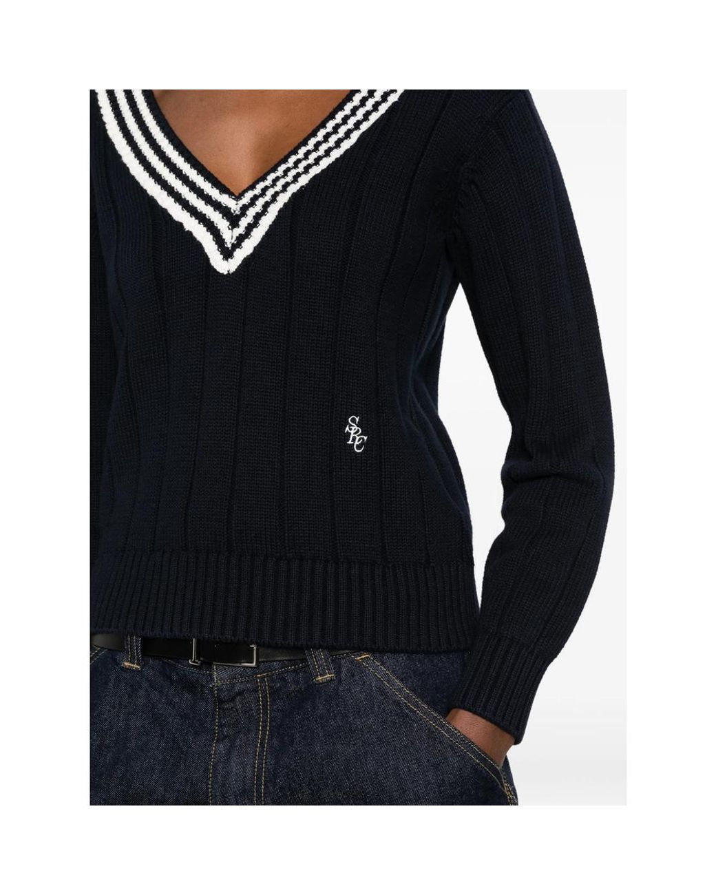 Sporty & Rich Blue Long-Sleeved Knit Top