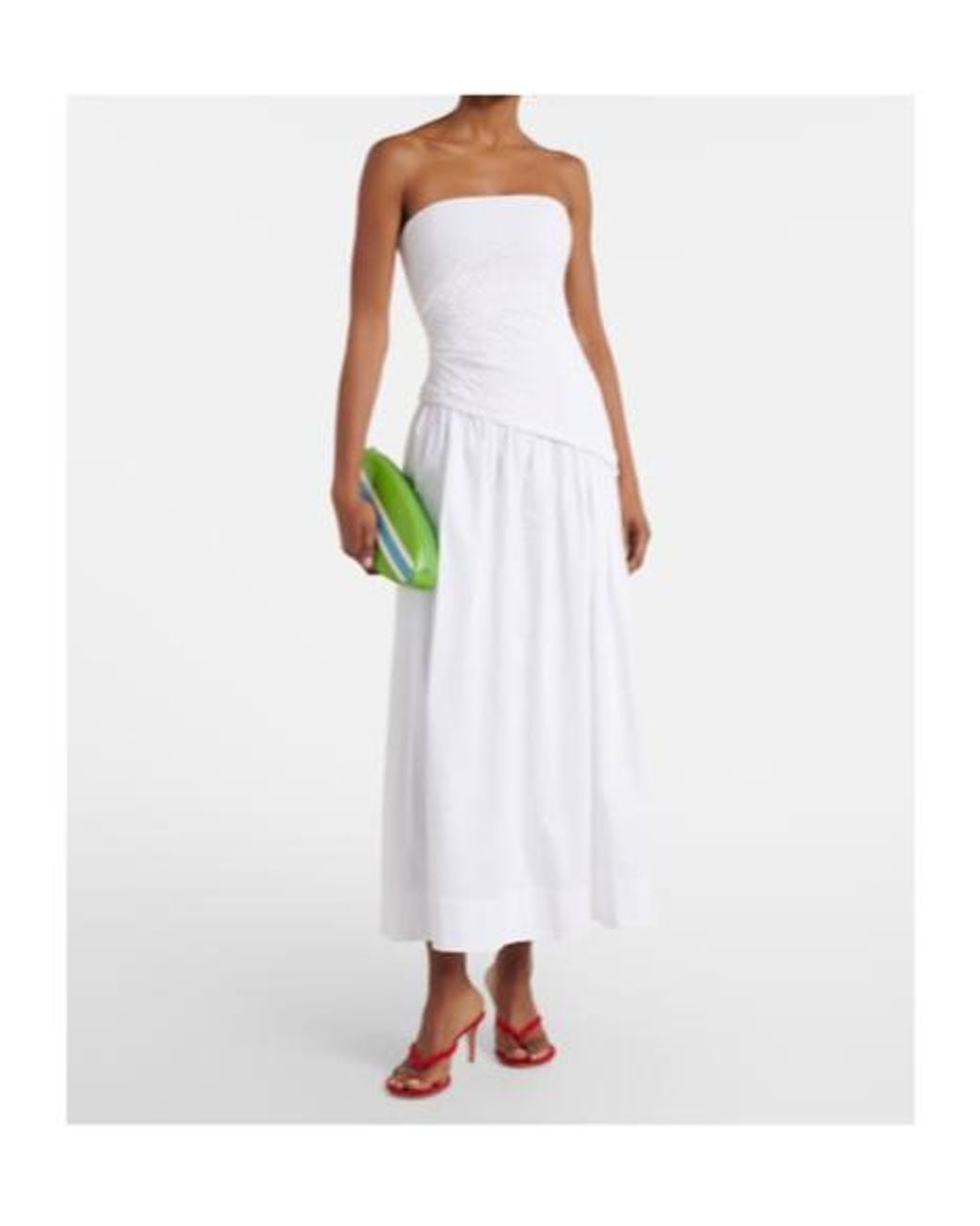 Staud White Nia Cotton Midi Dress