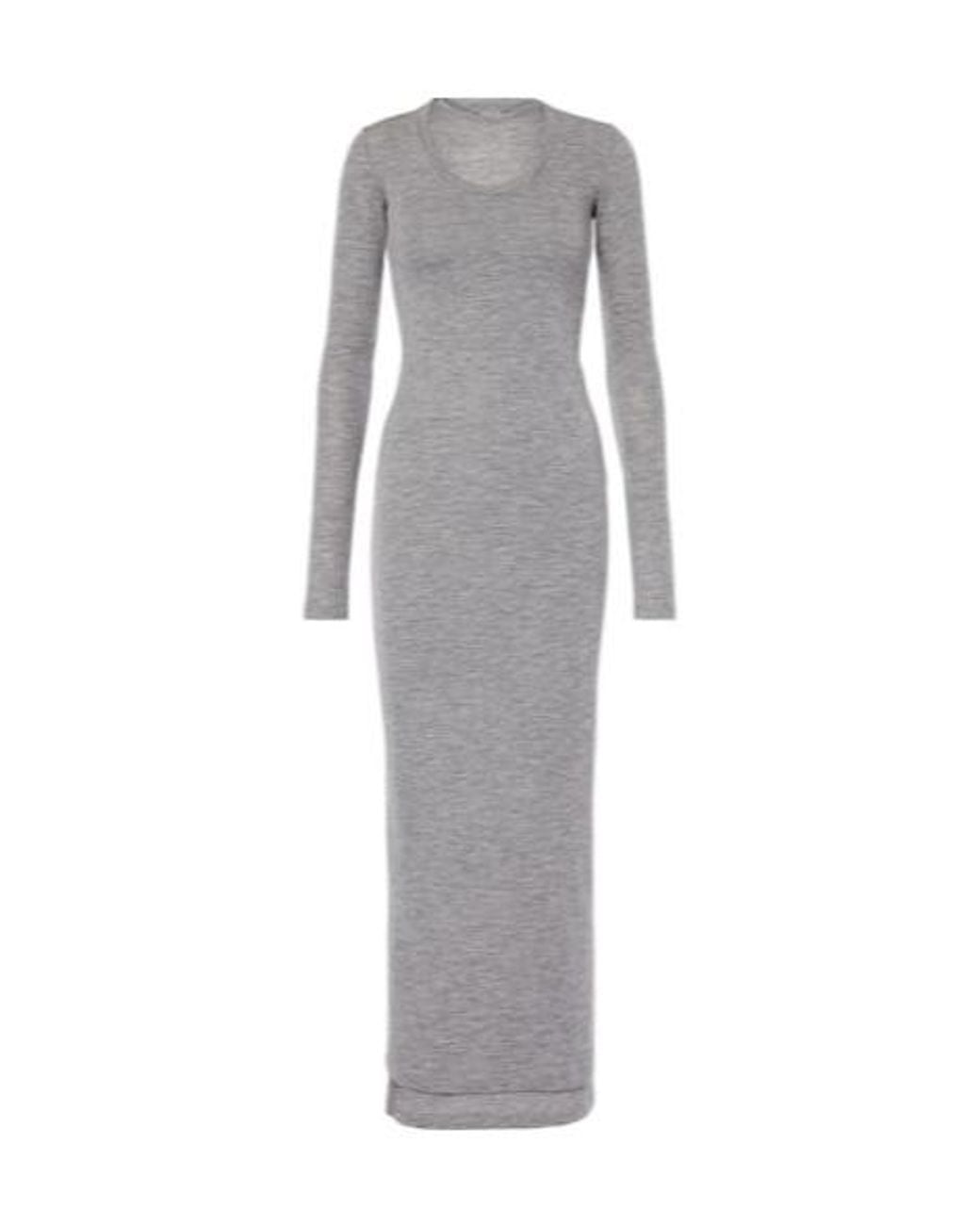 Jil Sander Gray Virgin Wool Midi Dress