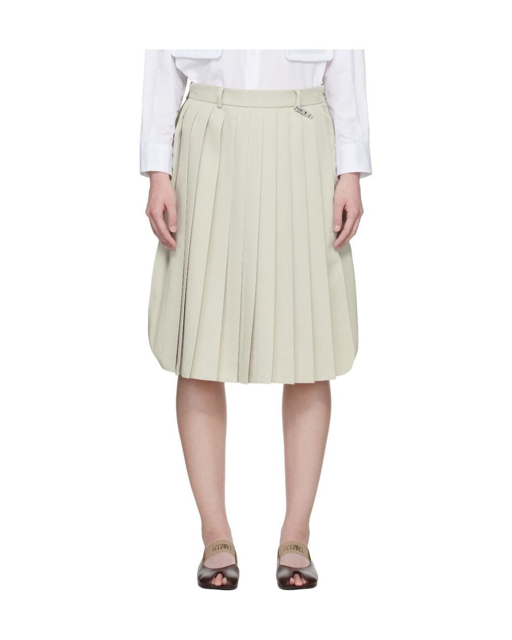 Maison Mihara Yasuhiro Natural Pleated Midi Skirt