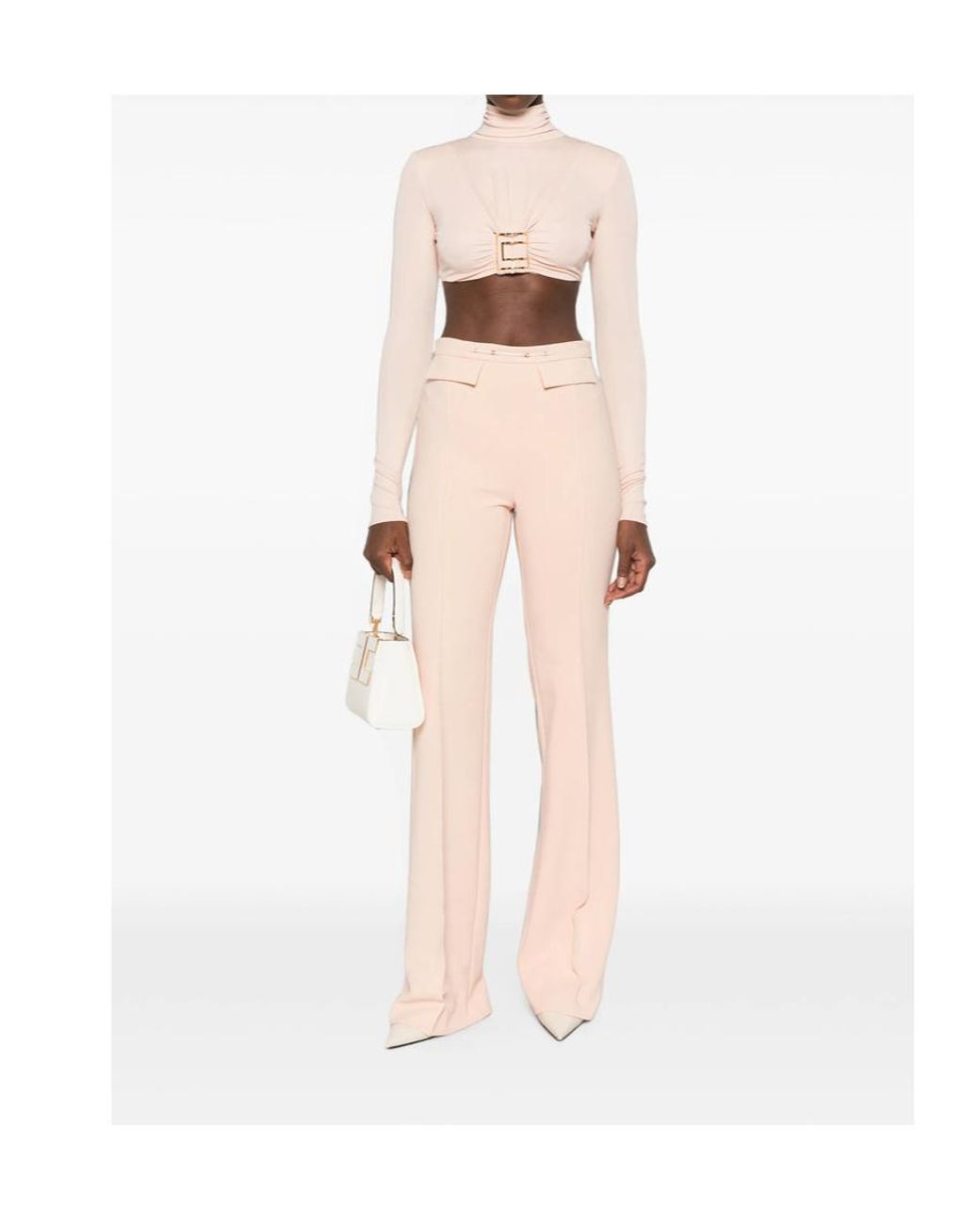 Elisabetta Franchi Pink Cut-Out Logo-Plaque Bodysuit
