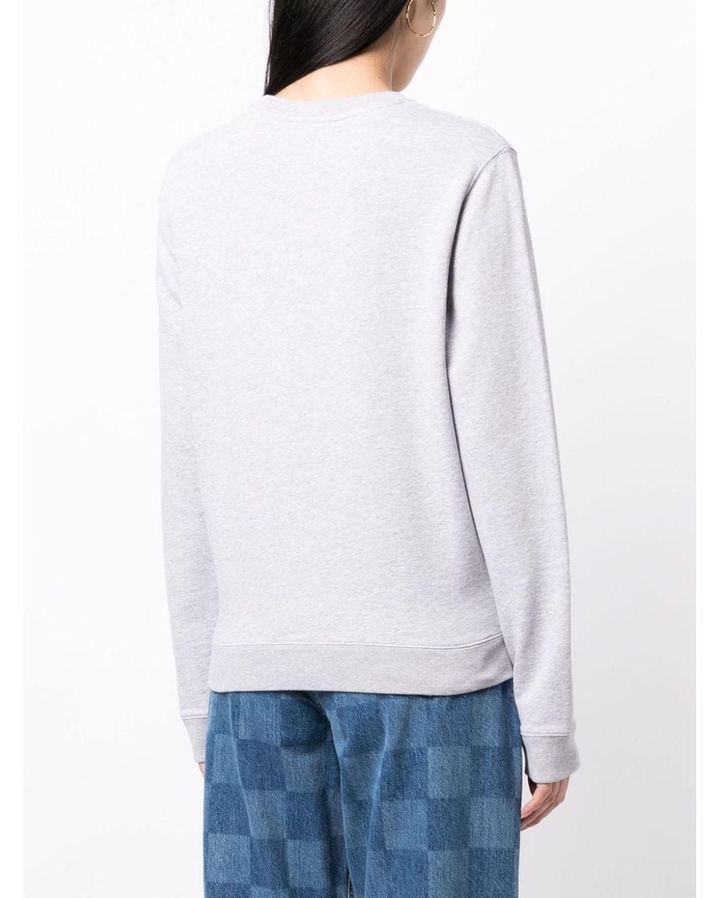 Maison Kitsuné White Maison Kitsuné Fox Printed Crewneck Sweatshirt