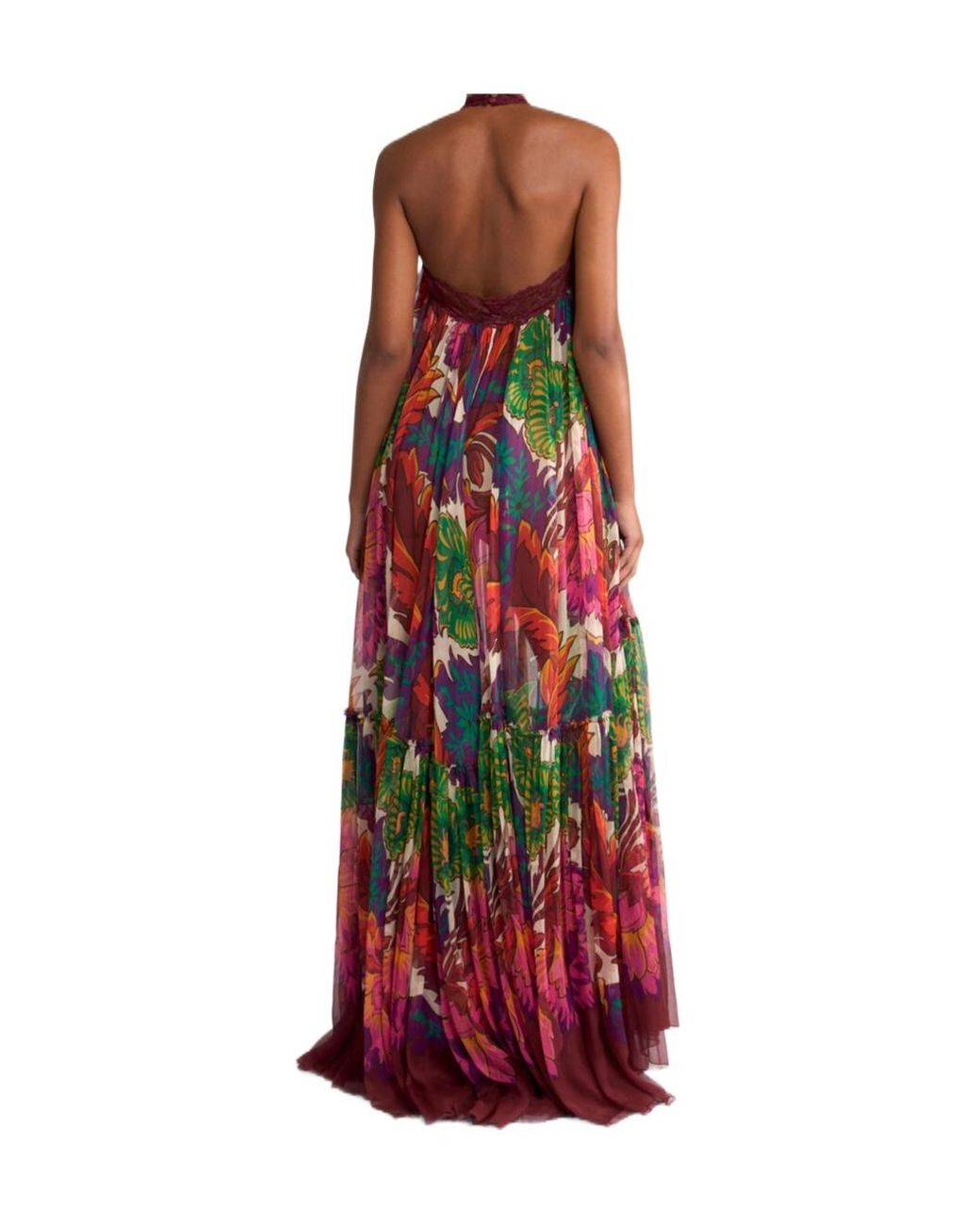 Etro Multicoloured Boho Dress With Open Back And Flounce