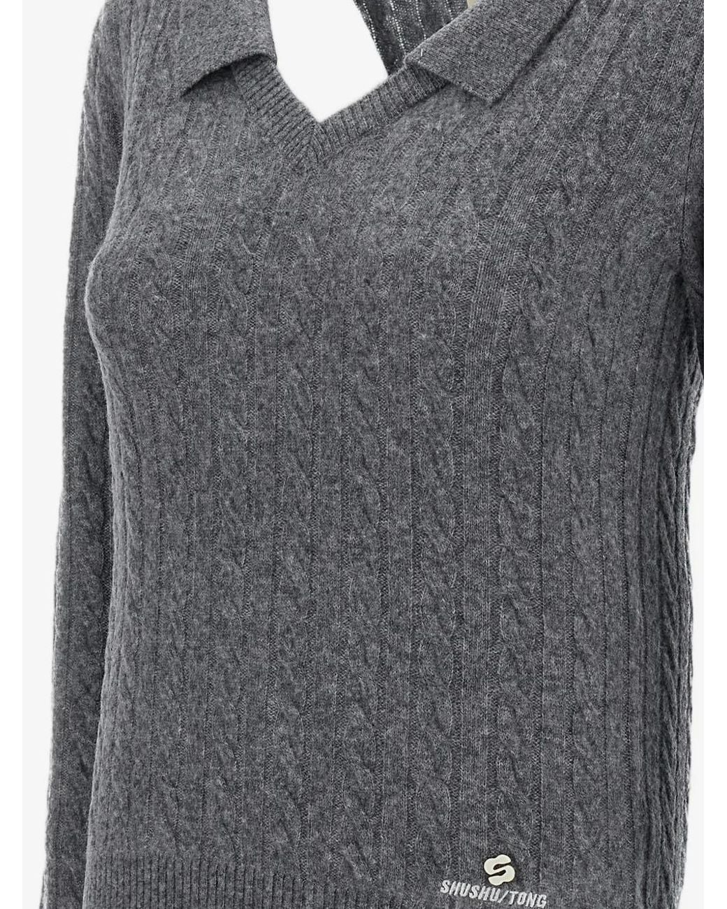 ShuShu/Tong Gray V-Neck Sweater