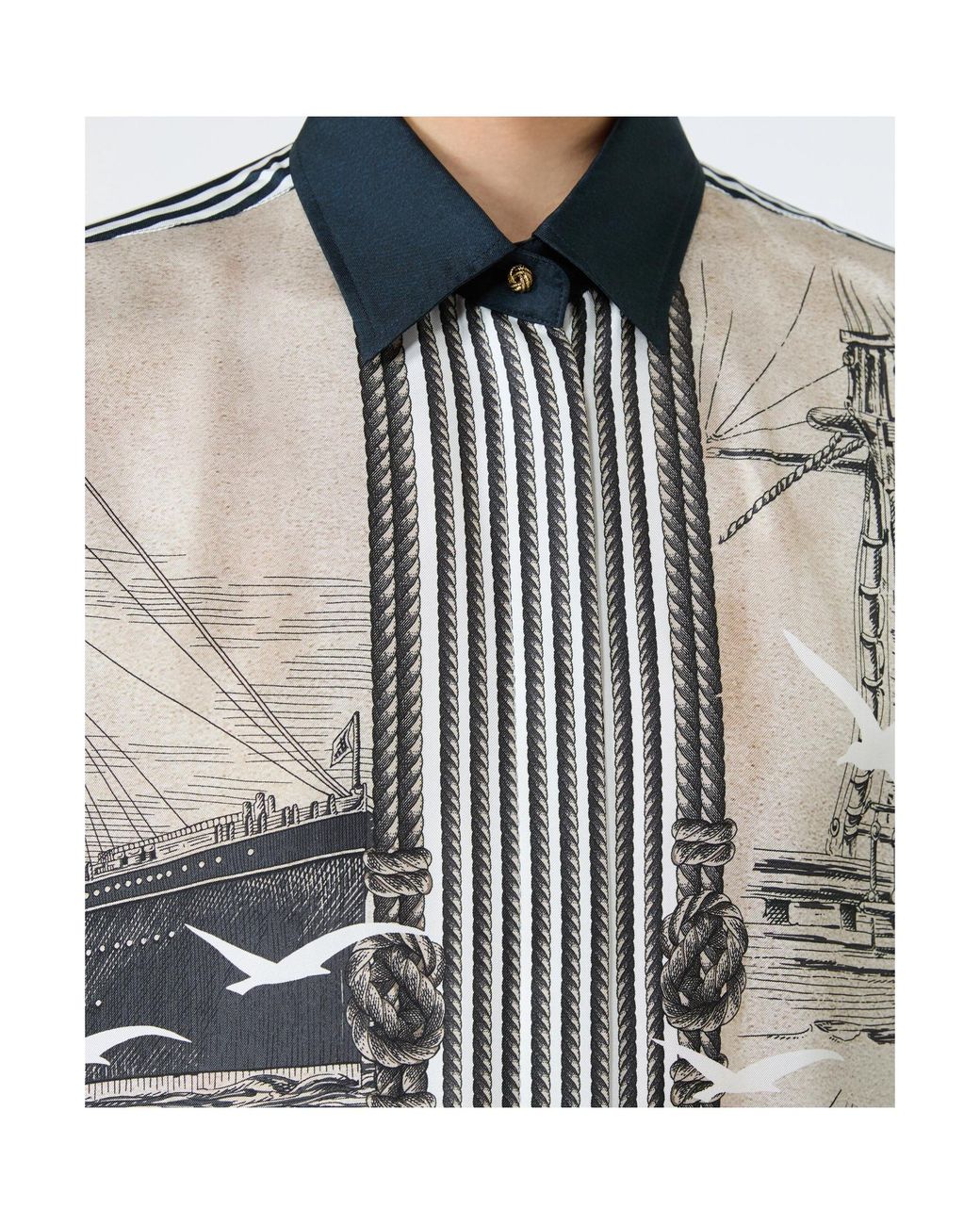 Max Mara White Printed Long-Sleeved Shirt