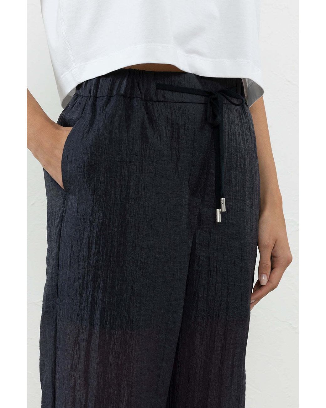 Peserico Blue Crinkled Drawstring Pants