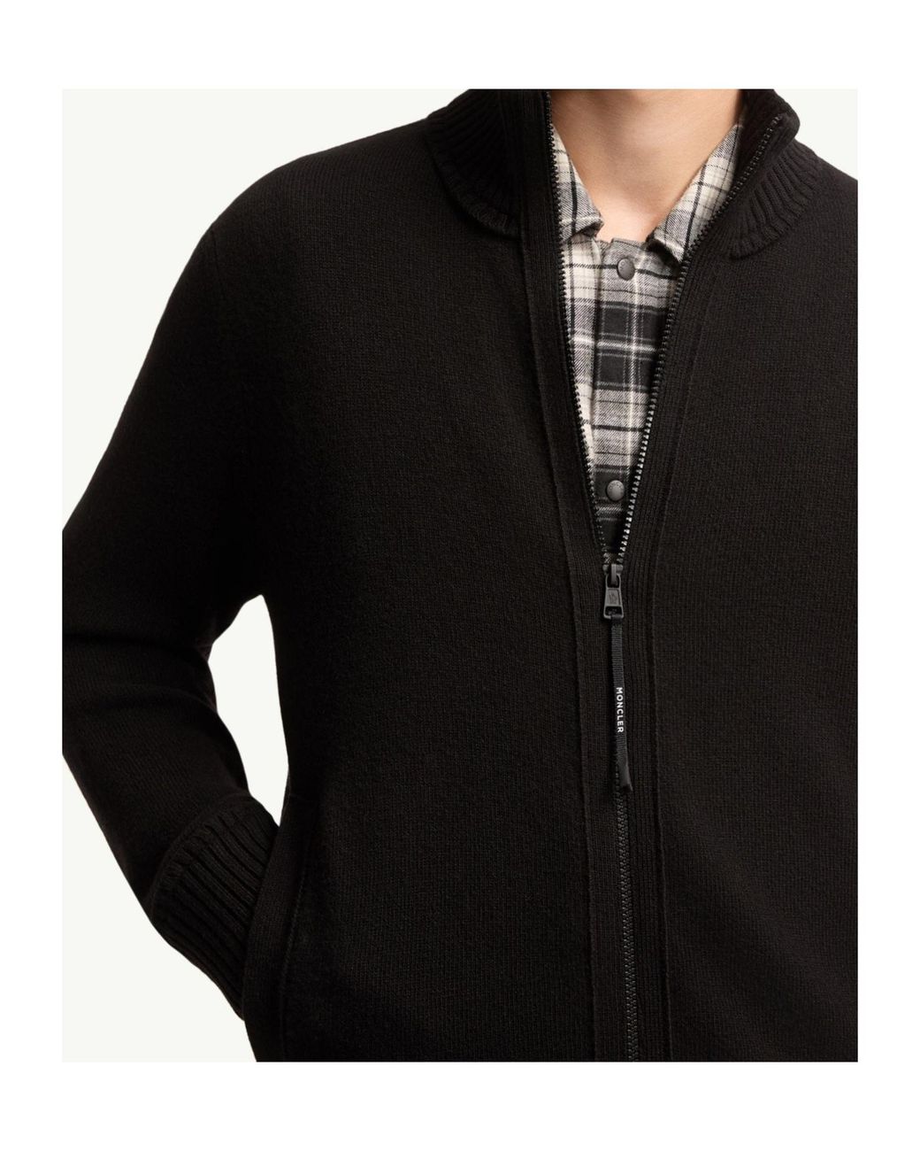 Moncler Gray Cashmere Wool Zip-Up Cardigan for men