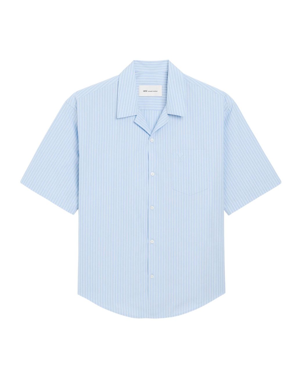 AMI Blue Ami Short Sleeve Ami De Coeur Boxy Shirt for men