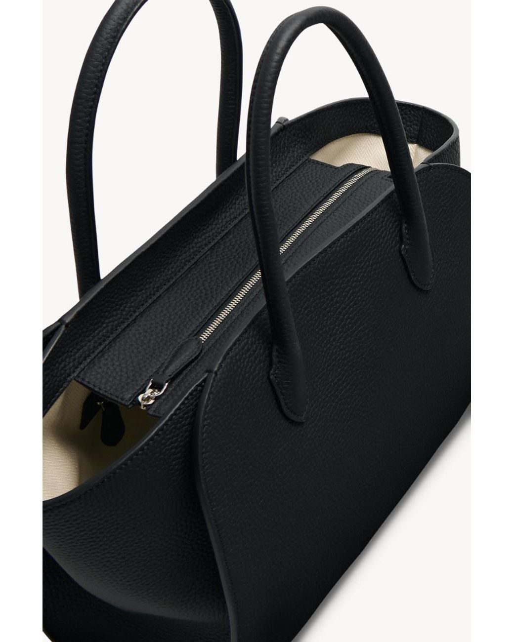 The Row Black Marlo 12 Top Zip Tote Bag