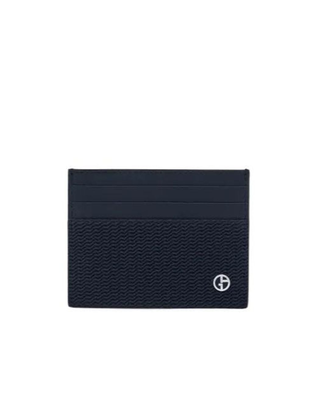 Giorgio Armani Blue Textured Card Holder Wallet for men