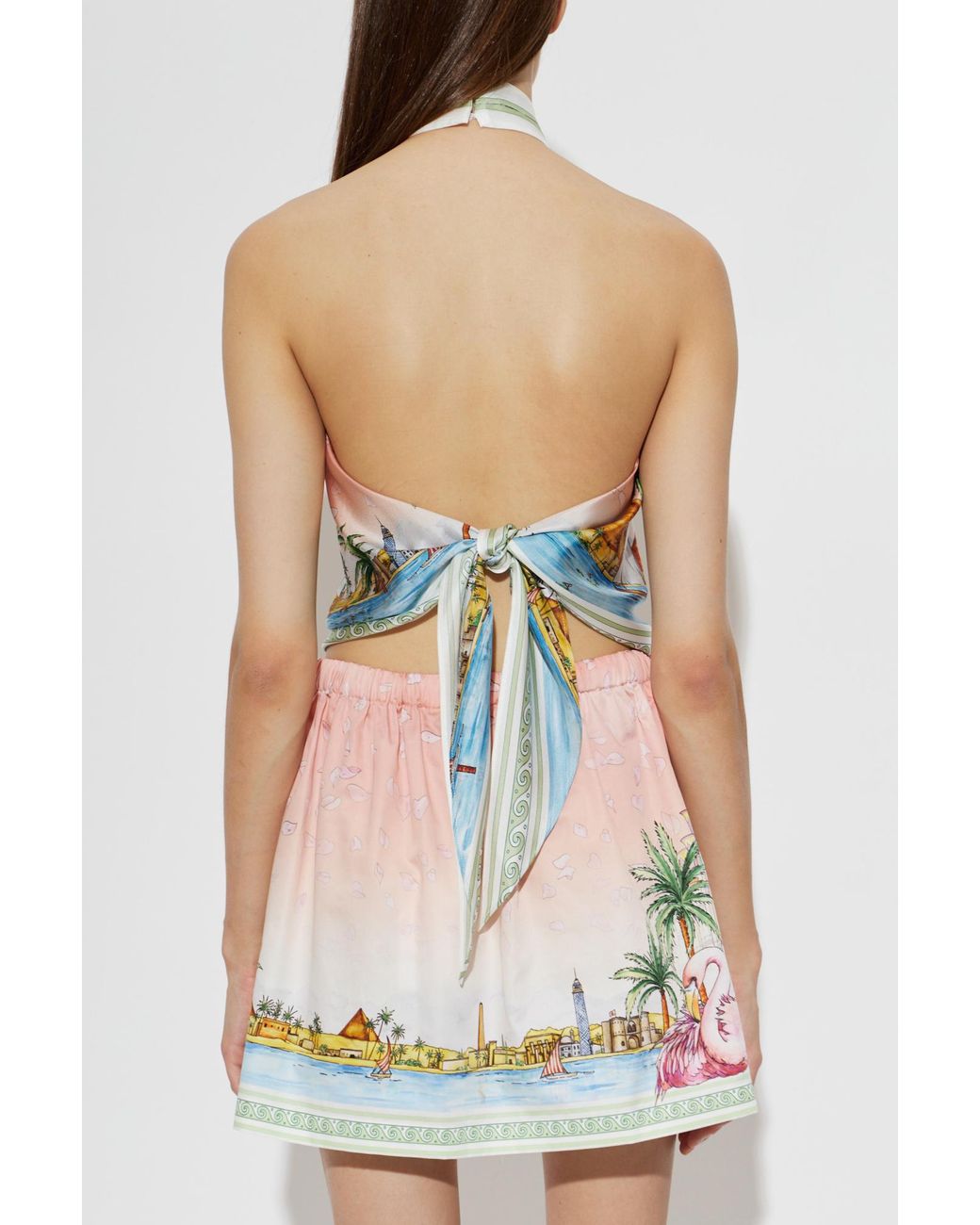 Casablanca Multicolor Graphic-Print Halterneck Top