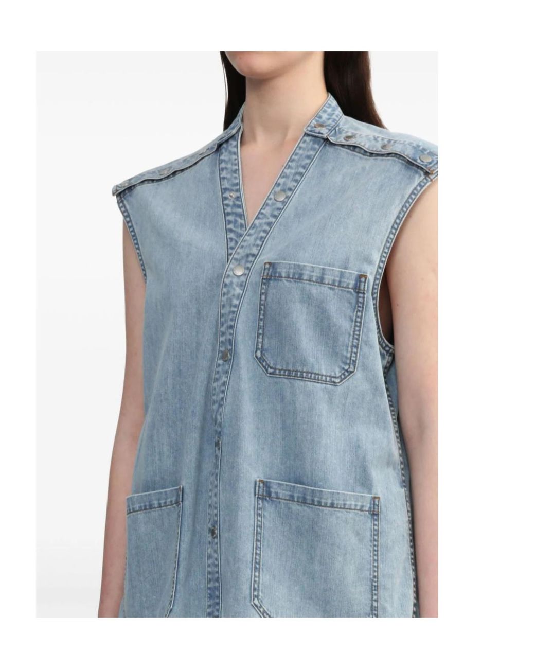 Y. Project Blue Decal Denim Vest