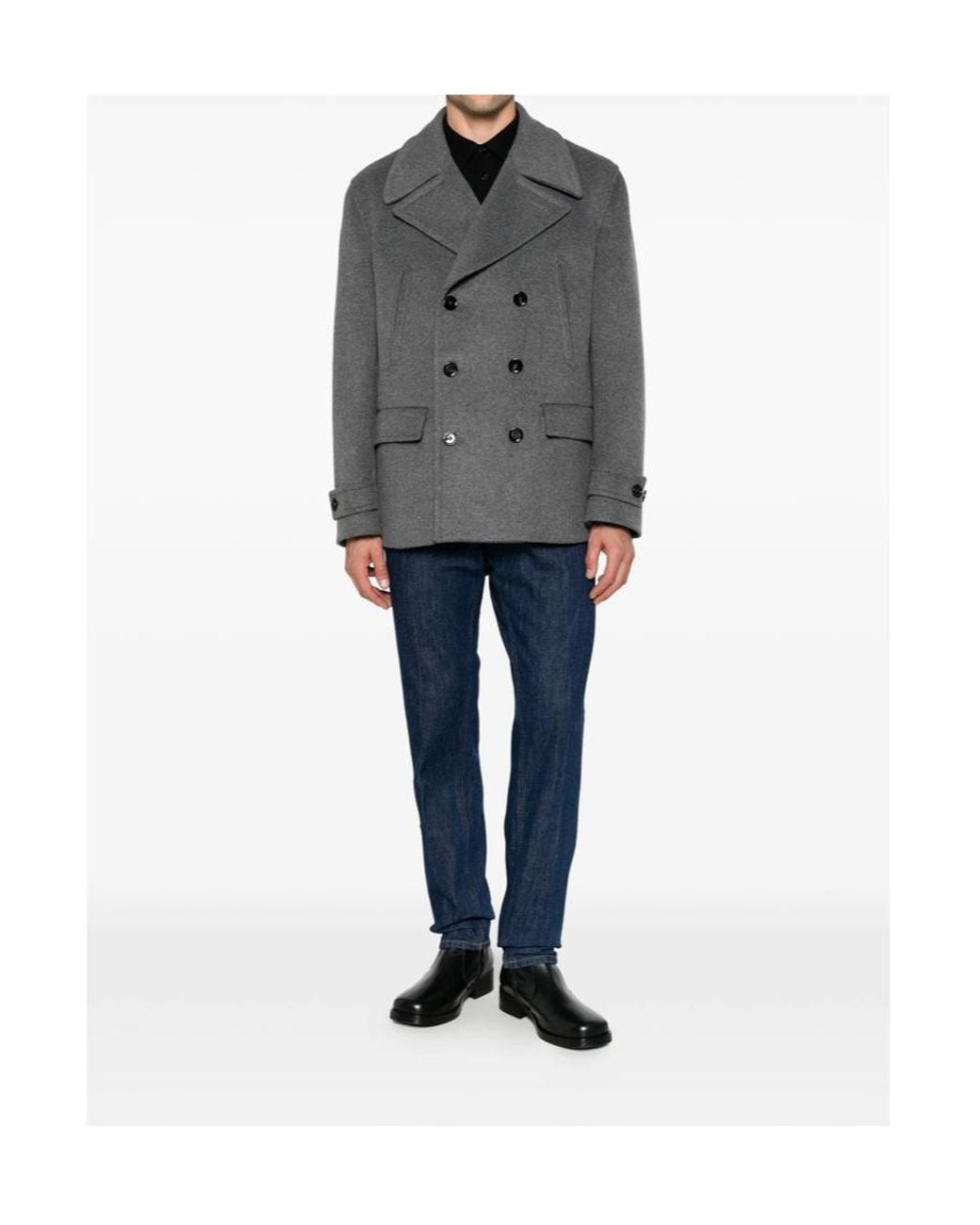 Dondup Gray Double-Breasted Long-Sleeve Blazer for men