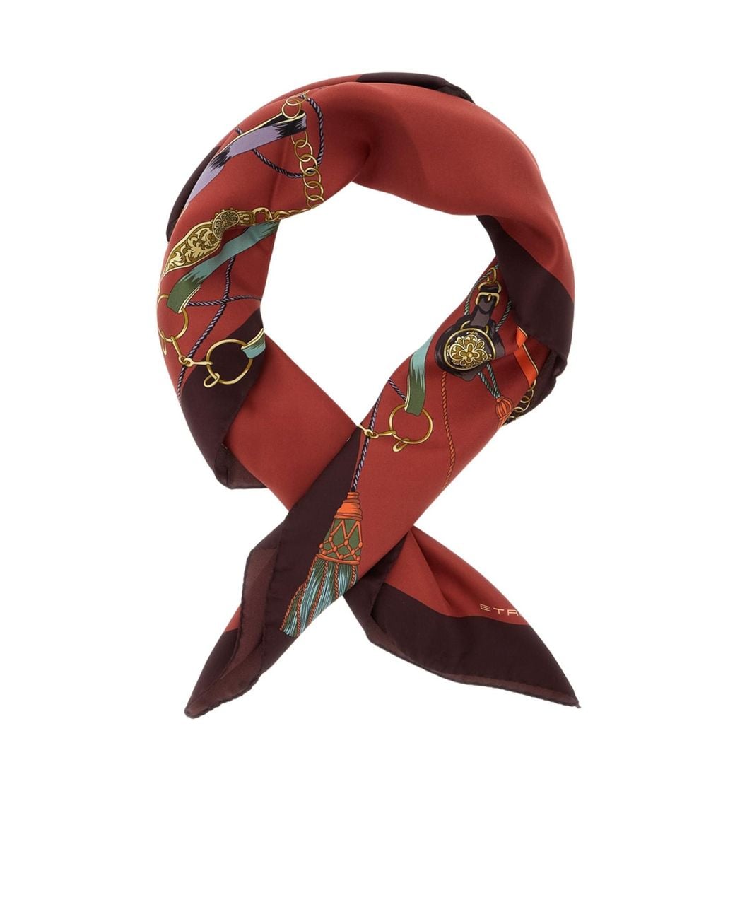 Etro Red Tassel Printed Scarf