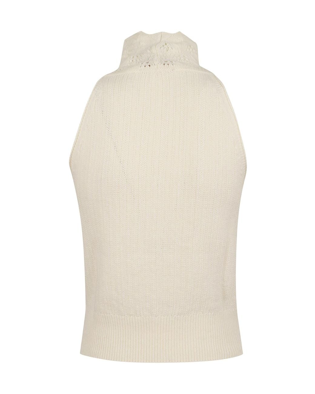 Ermanno Scervino White Open-Knit Sleeveless Knitted Top