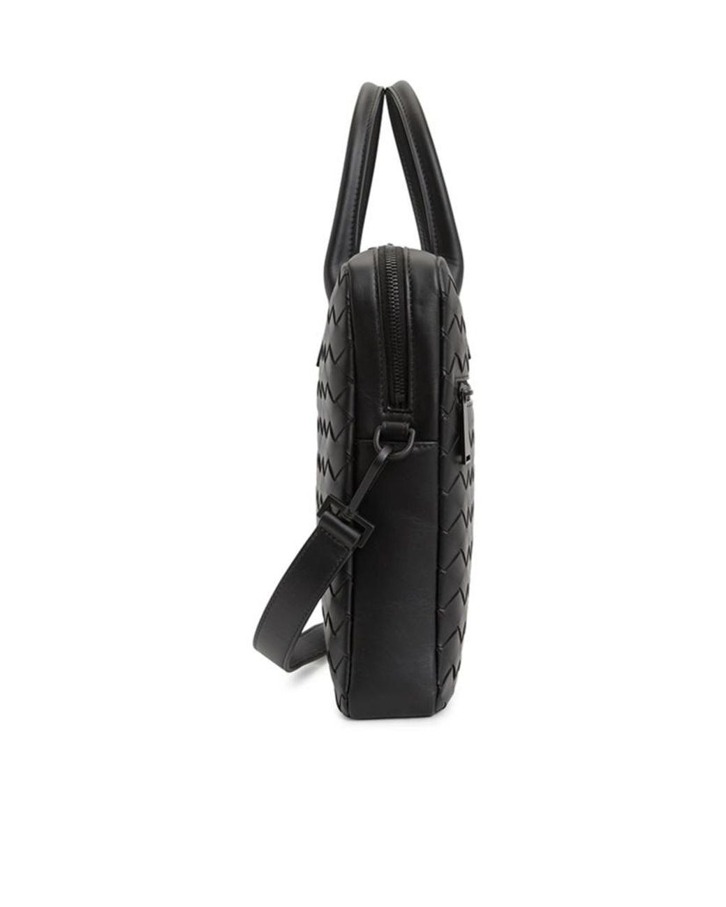 Bottega Veneta Black Woven Briefcase for men