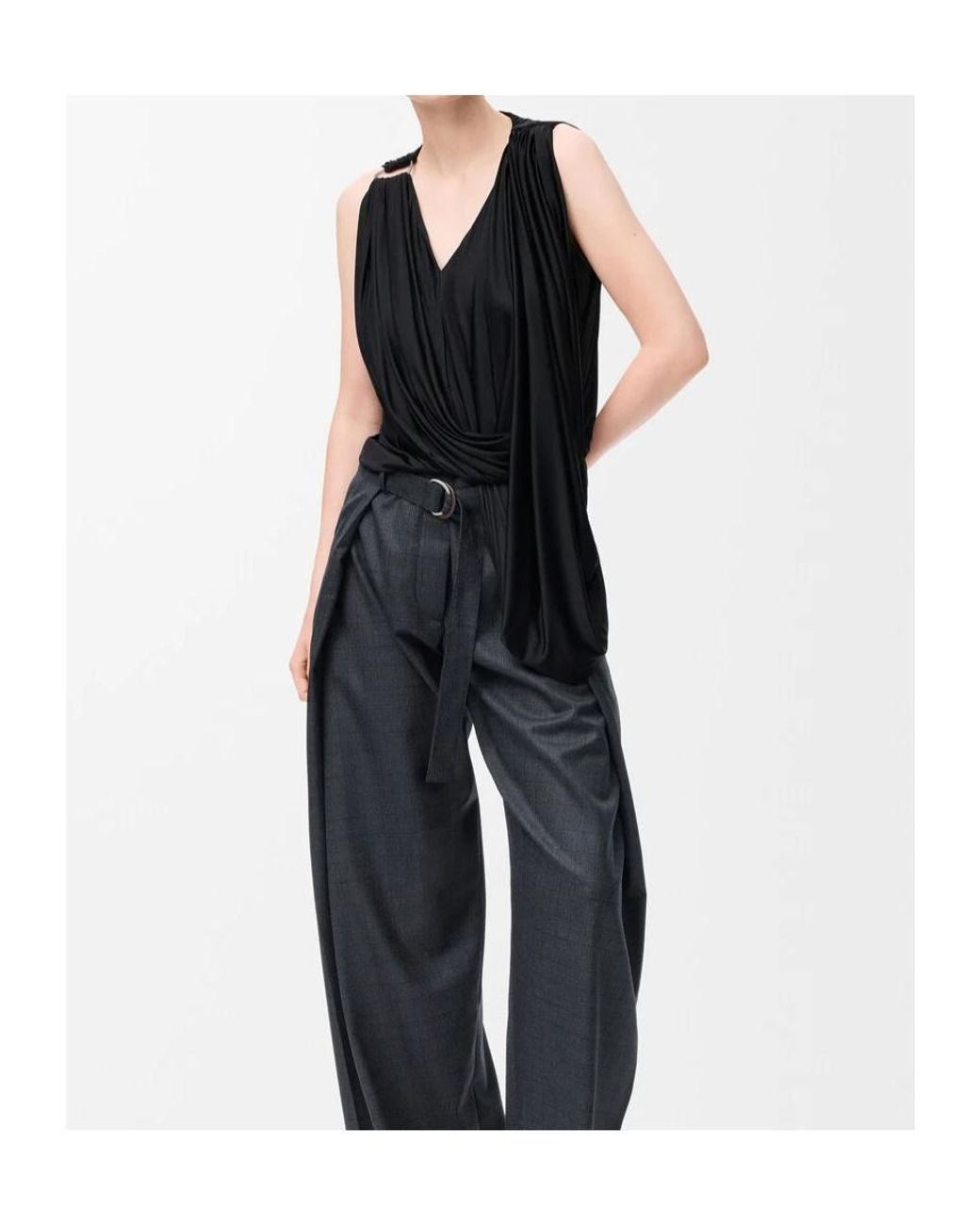 Loewe Black Draped Sleeveless Top