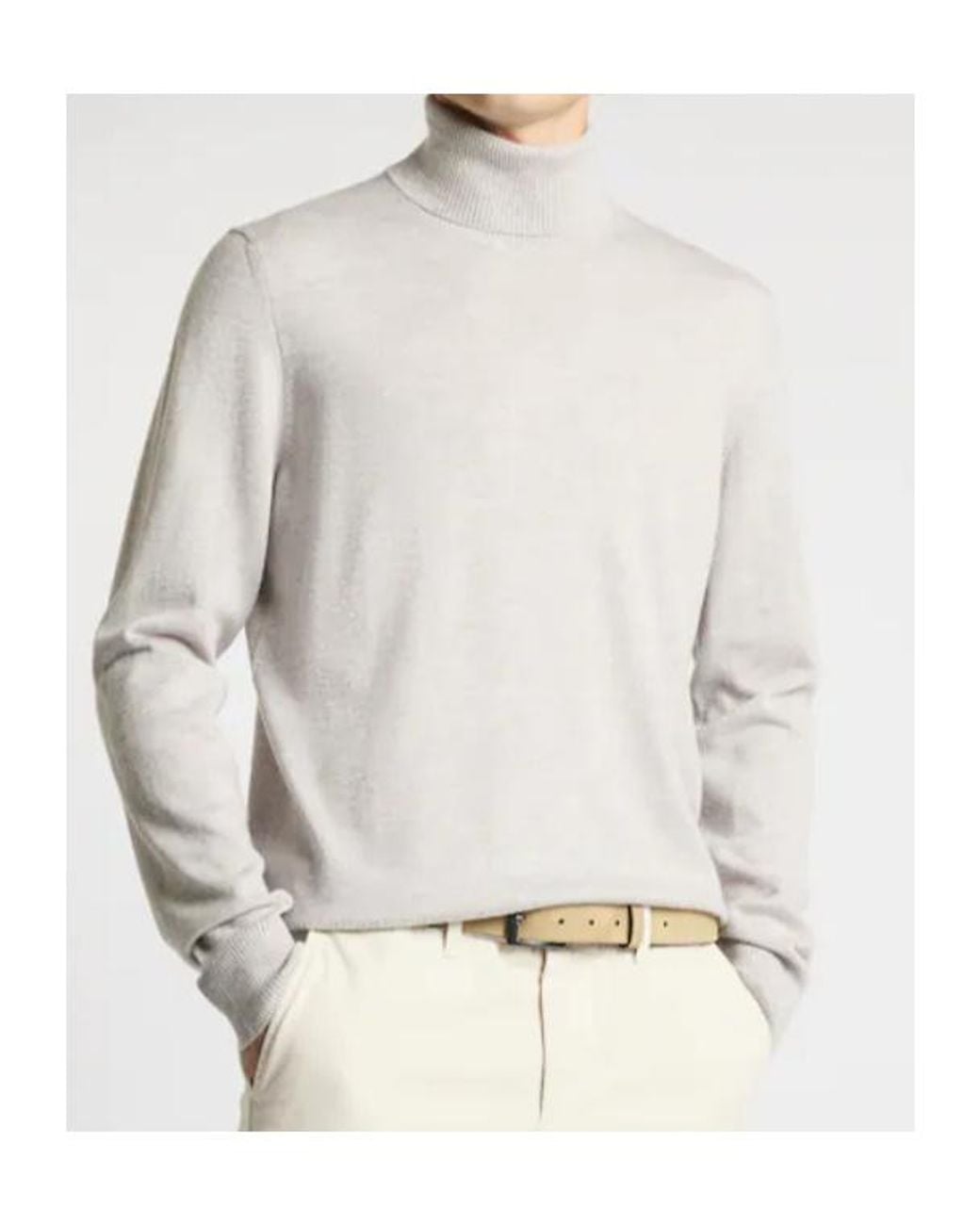 Fay White Ribbed Turtleneck Knitted Sweater for men