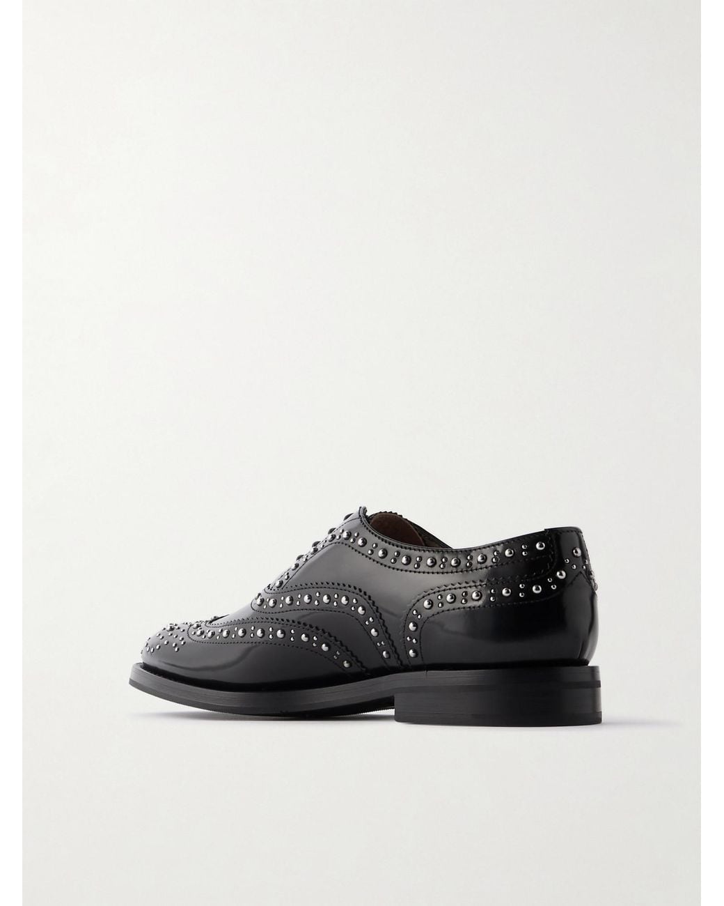 Church's Black Burwood Met Studded Glossed-Leather Brogues
