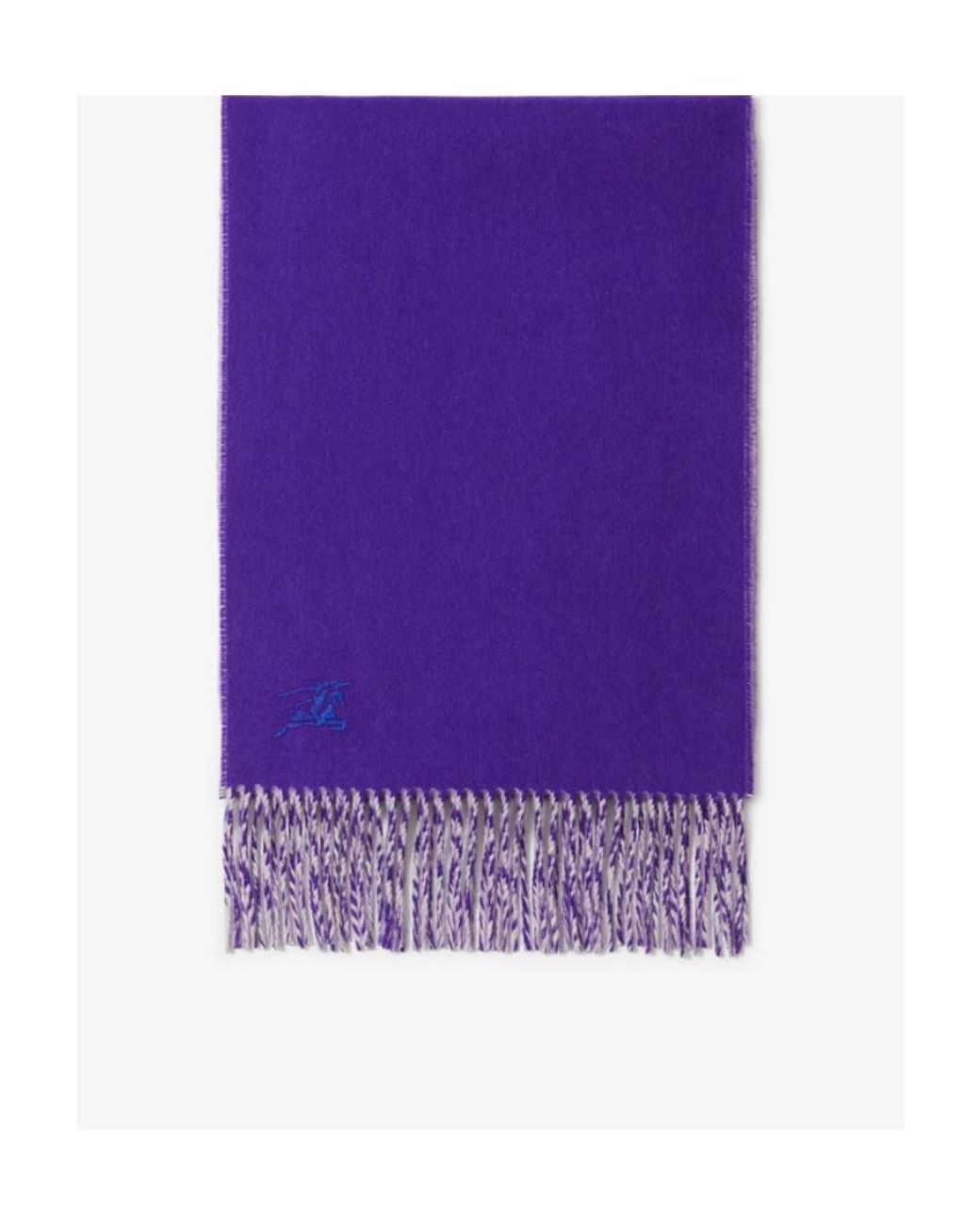 Burberry Purple Logo Embroidered Fringed Edge Scarf for men