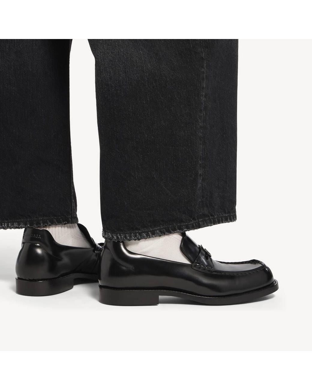 Balenciaga Black Apos;S Comfy B-Logo Calfskin Penny Loafers for men