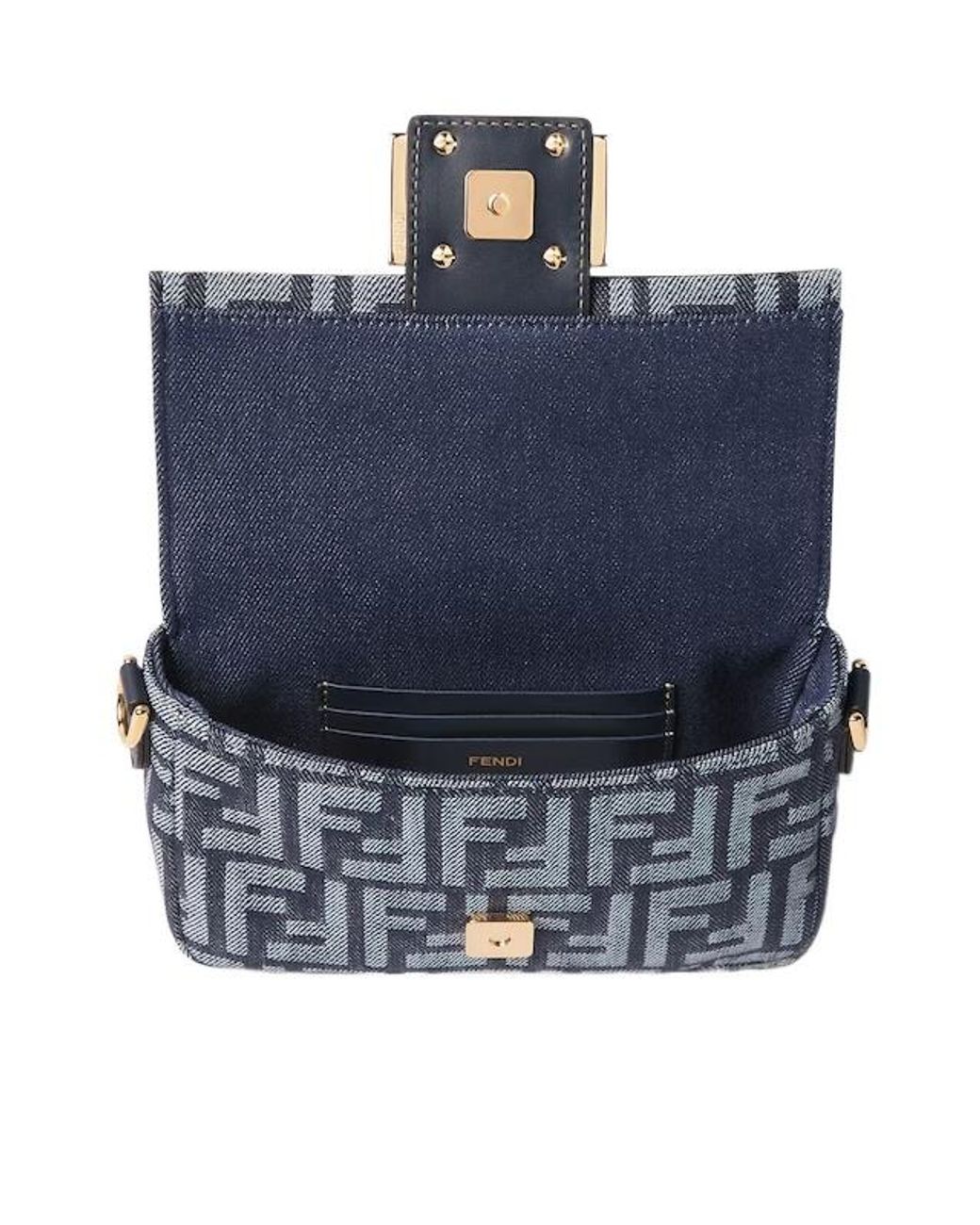 Fendi Blue Baguette Ff Jacquard Mini Tote Bag