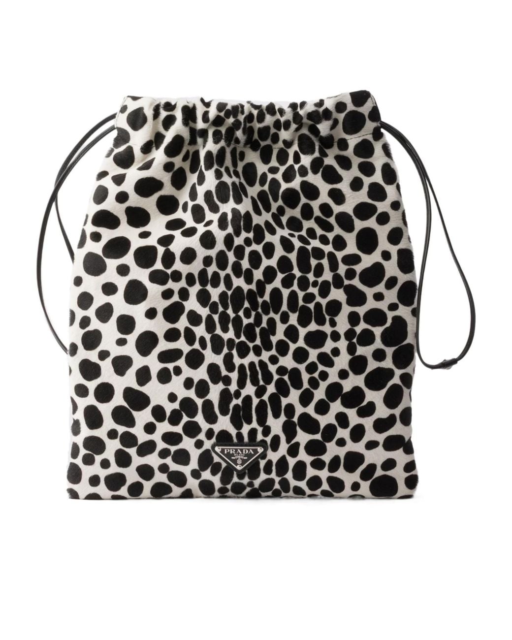 Prada Black Wish Printed Calf Hair Leather Pouch