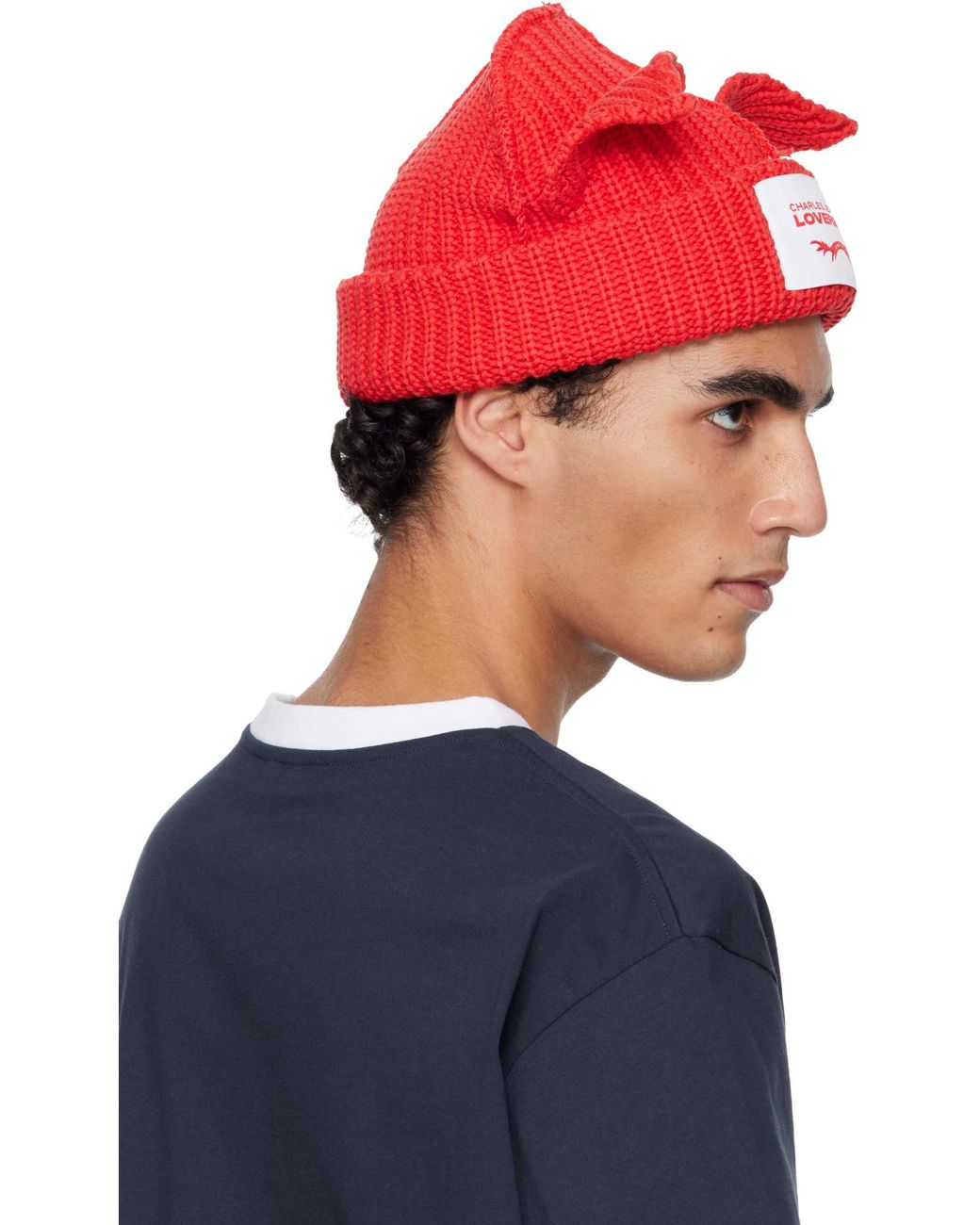 charlesjeffreyloverboy Blue Ears-Detail Beanie for men