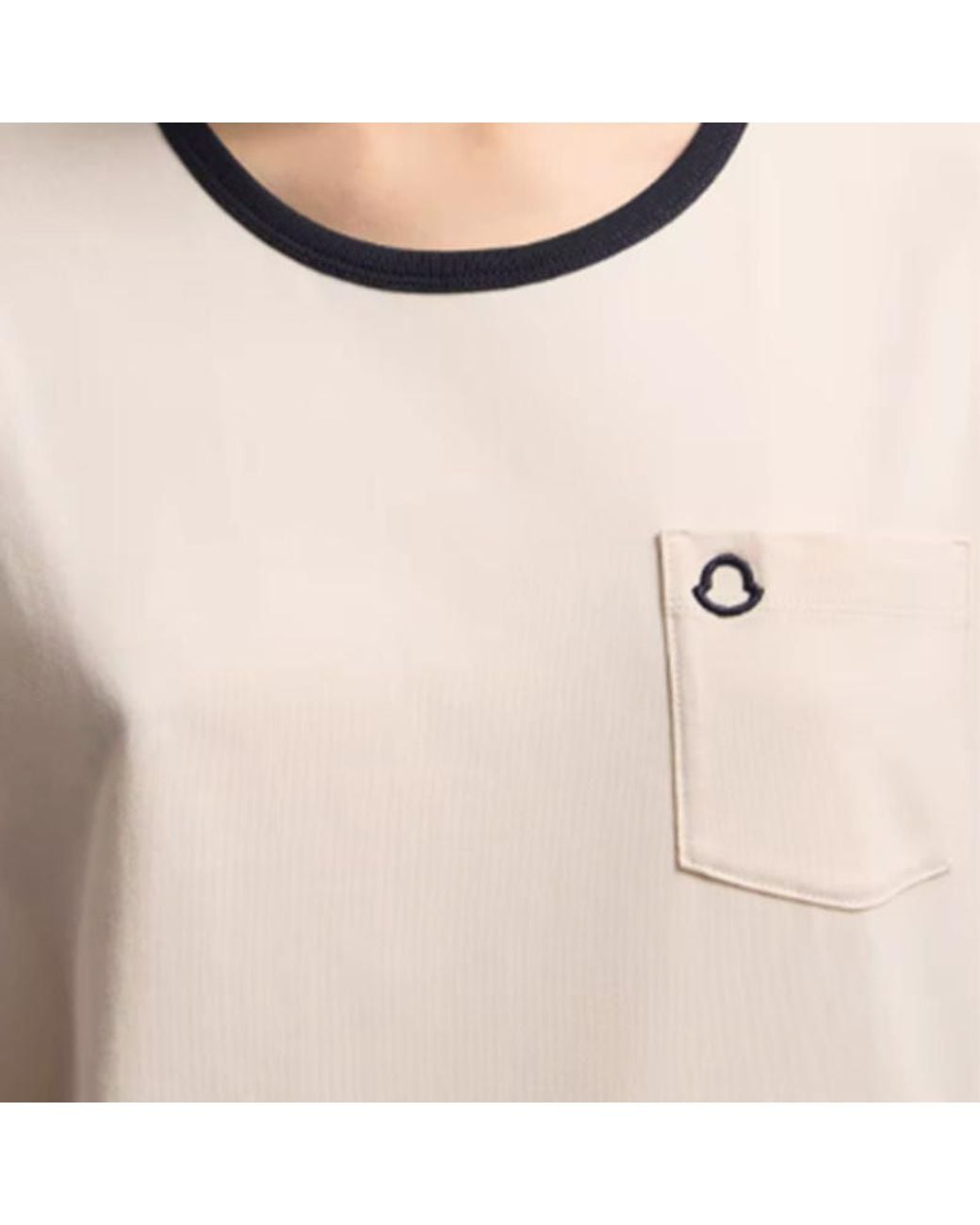 Moncler Natural Logo Embroidered Crewneck T-Shirt