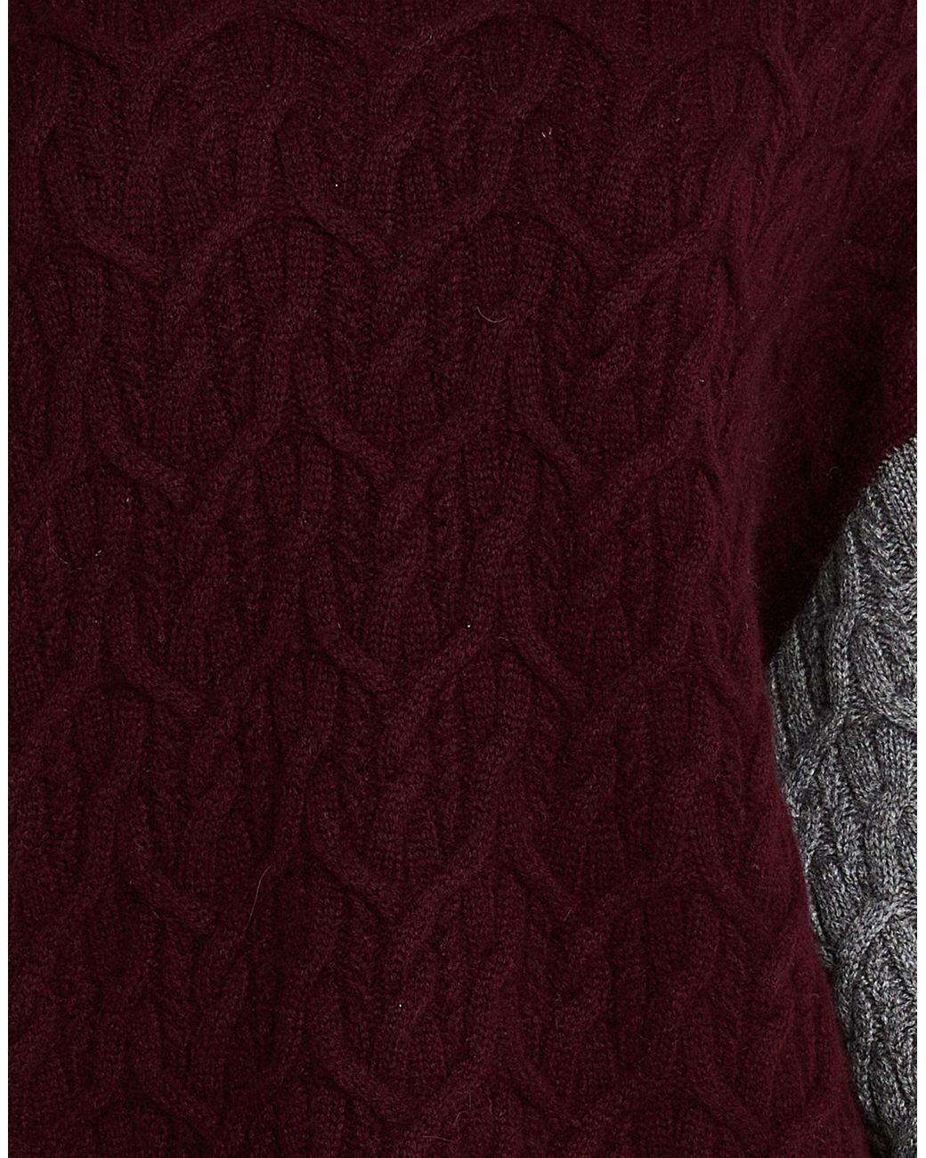 Ganni Red Two-Tone Thick Knit Long-Sleeve Top