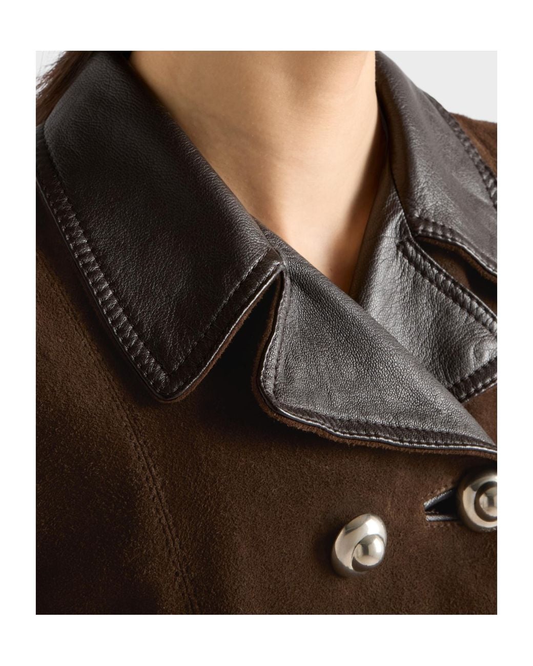 Prada Brown Double-Breasted Suede Caban Jacket