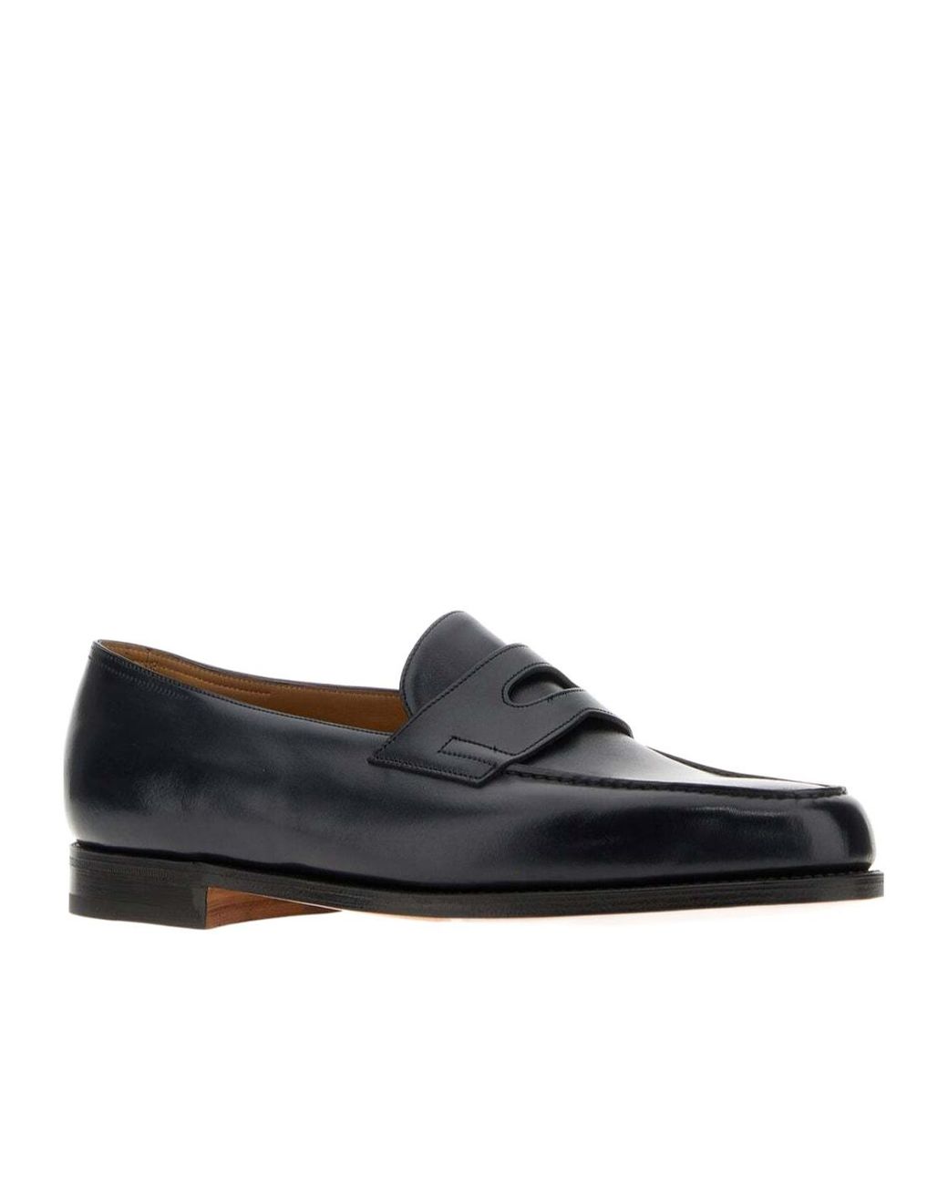 John Lobb Black Round-Toe Loafers for men