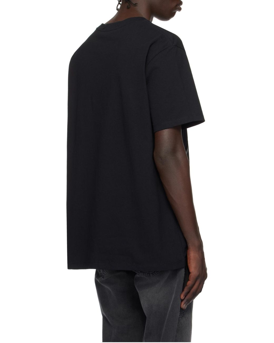 Balmain Black Logo Detailed Crewneck T-Shirt for men