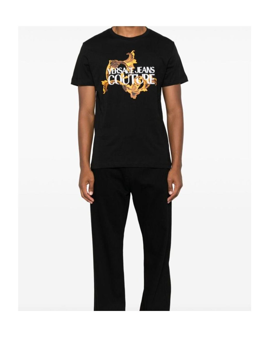 Versace Jeans Black Logo-Print T-Shirt for men