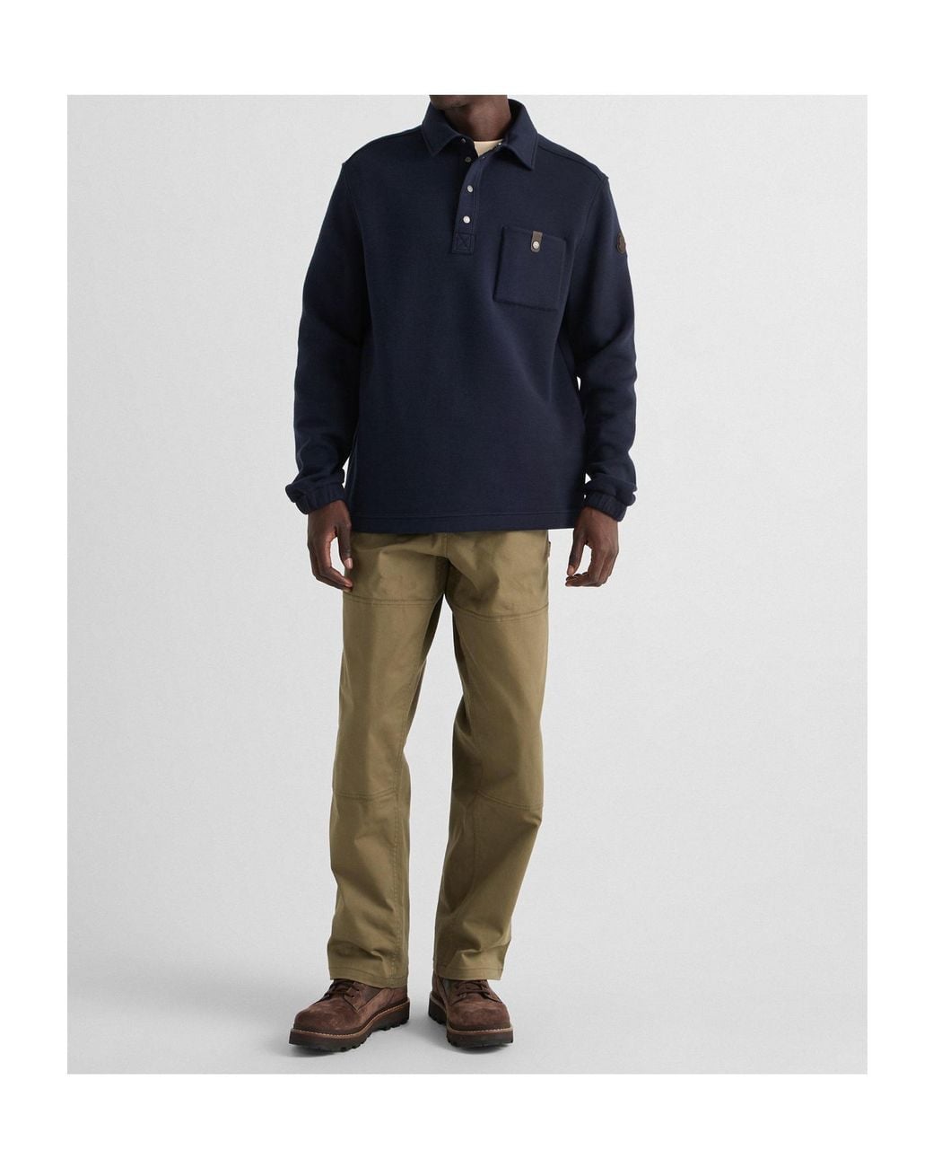 Moncler Blue Long-Sleeved Polo Shirt for men